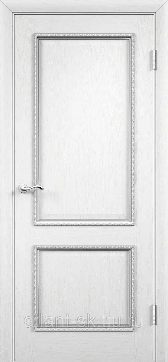 Межкомнатная дверь Лорд ПГ ясень айсберг + патина серебро Патина