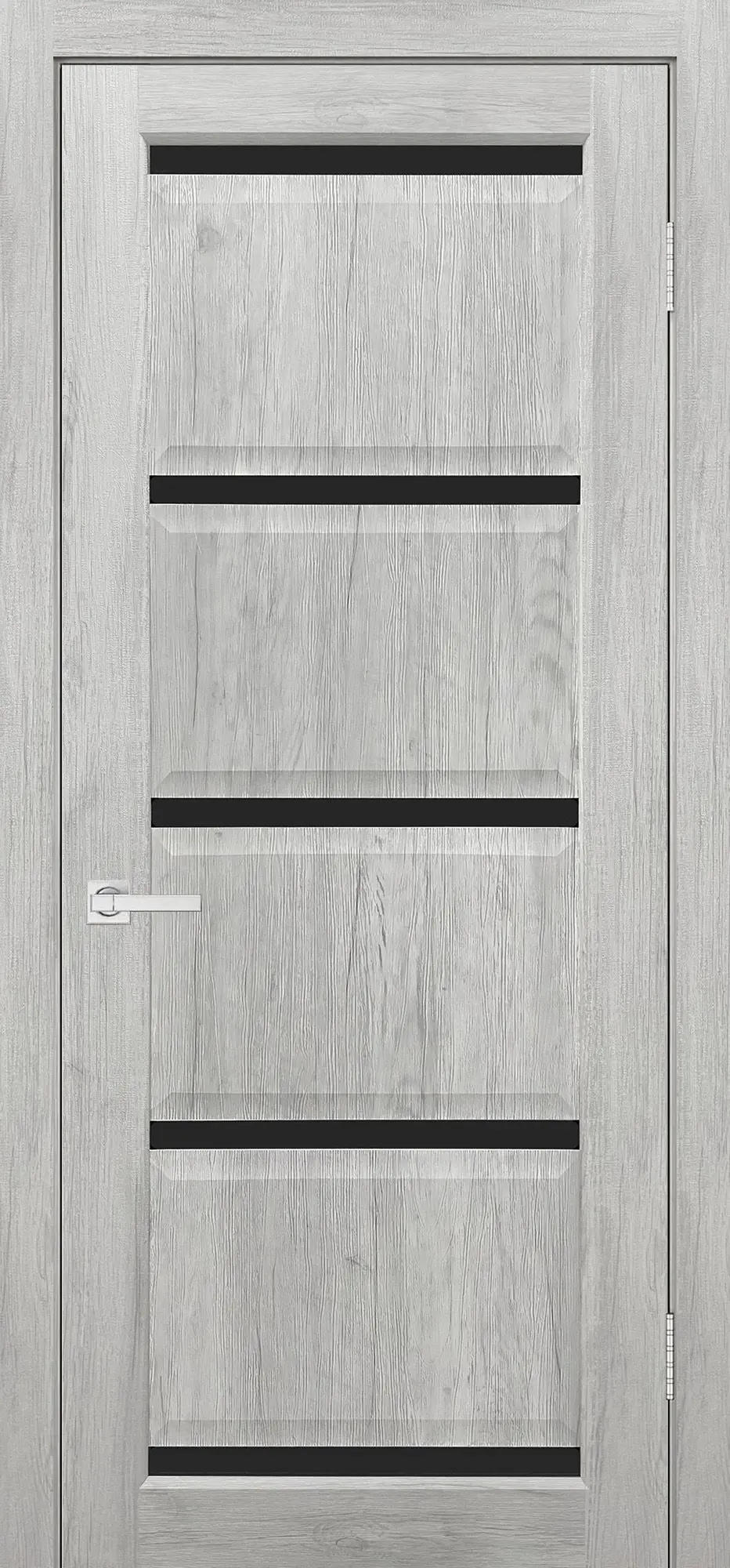 Межкомнатная дверь YD Евро 20 Квадро Граф белый Светло-серый Лакобель черный