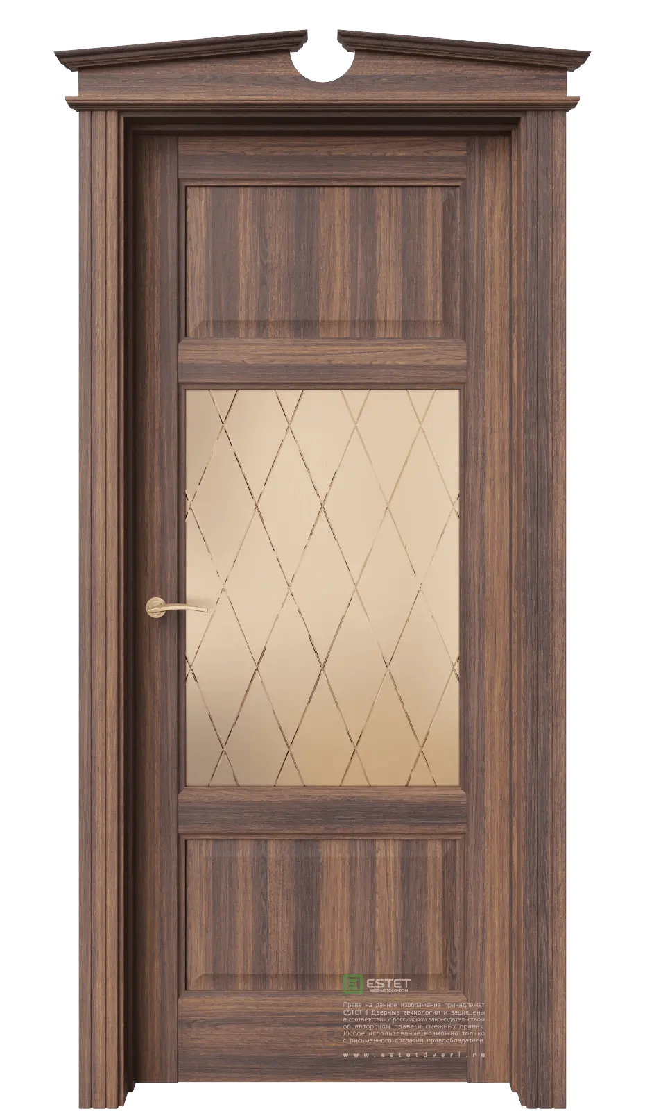 Межкомнатная дверь Соната-10 Дуб торонто ст.3 Темно-коричневый Сатинат бронзовый