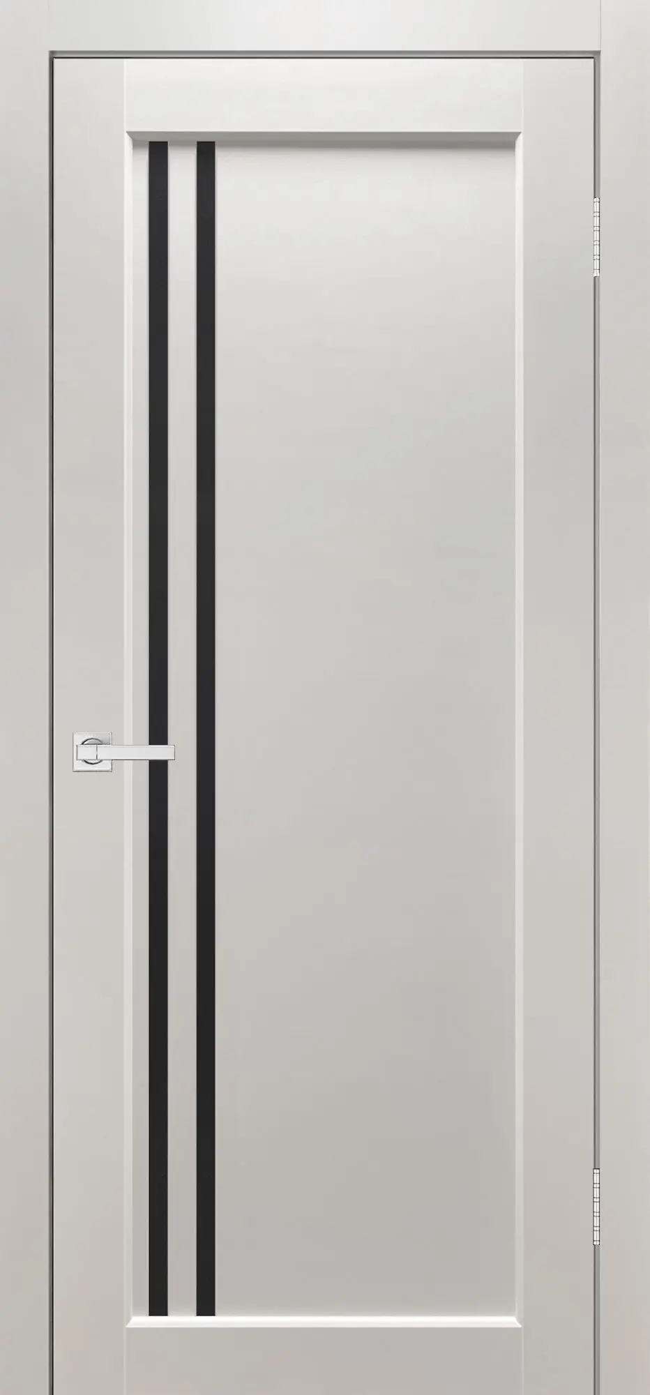Межкомнатная дверь YD Евро 11 эмалит белый Белый LACOBEL Черный лак