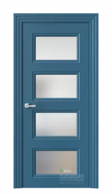 Межкомнатная дверь N8 RAL5009 Синий Сатинат белый