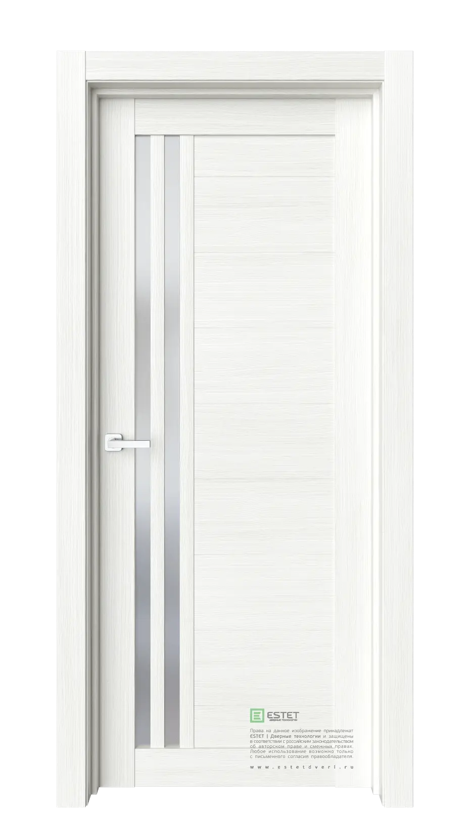 Межкомнатная дверь Роял-R34 Ясень жемчуг Светлый Сатинат белый