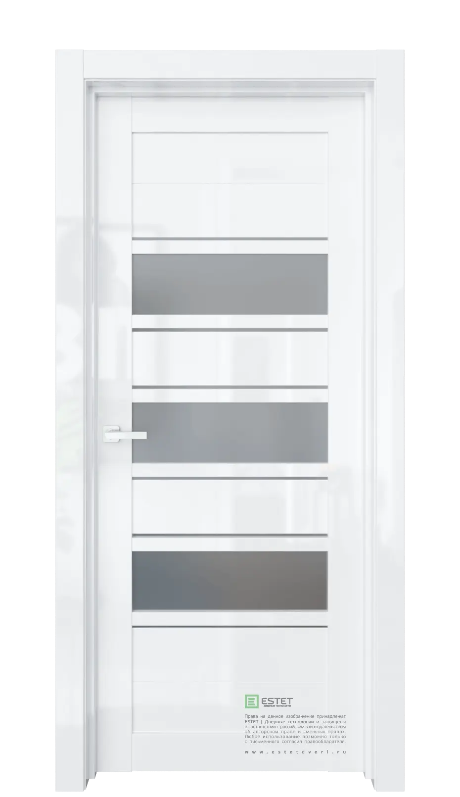 Межкомнатная дверь Роял-R23 Белый глянец Белый Сатинат графит