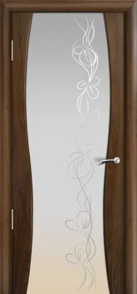 Межкомнатная дверь Плаза ПО белый узор, шпон: американский орех Коричневый