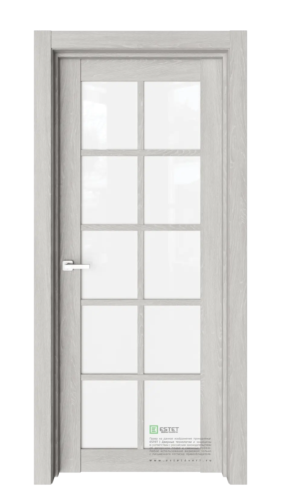 Межкомнатная дверь Версо В9 Дуб серый Серый Триплекс белоснежный