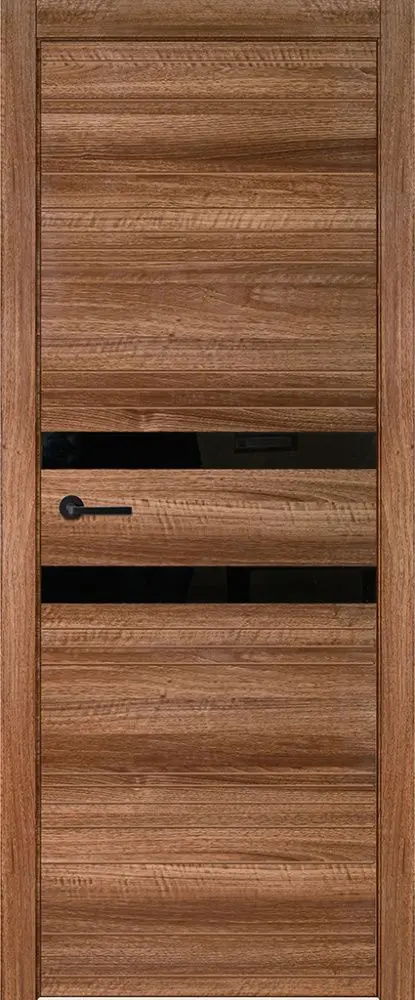 Межкомнатная дверь Мист ПО черная кромка Орех макадамия Коричневый Лакобель черный