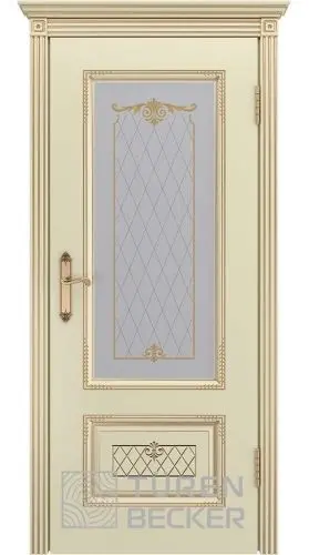 Межкомнатная дверь Венеция В3 ПО слоновая кость/патина золото