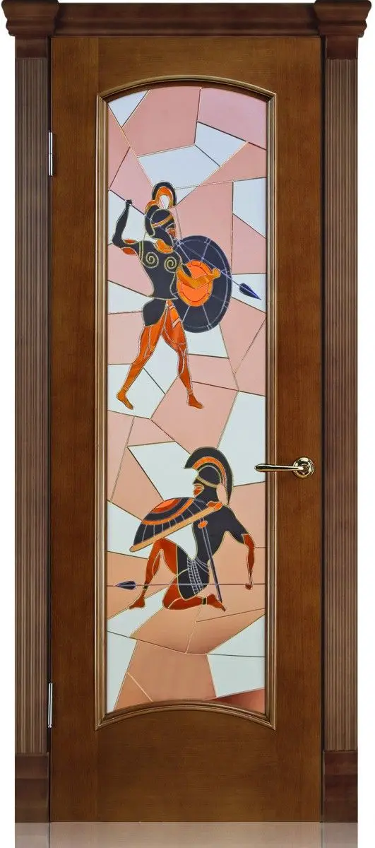 Межкомнатная дверь Экзотика "Воины", шпон: анегри тон 1 Темный Анегри