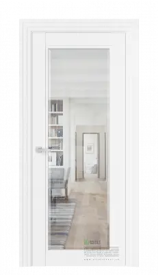 Межкомнатная дверь J2 Белый горизонт Белый Фацет прозрачный