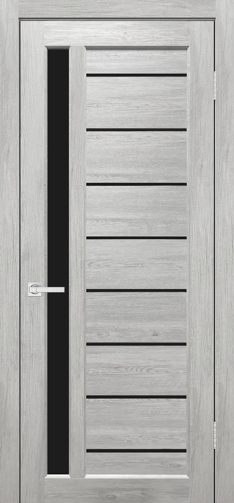 Межкомнатная дверь YD Евро 45 Граф белый Светло-серый Лакобель черный