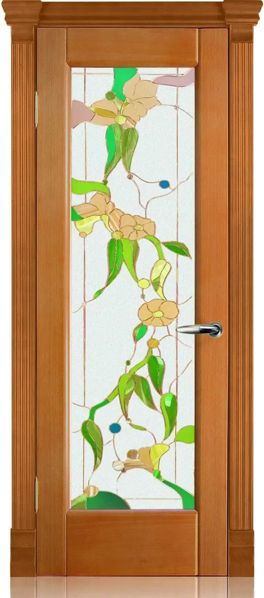 Межкомнатная дверь Рубикон "Флора", шпон: анегри тон 3 Светлый Анегри