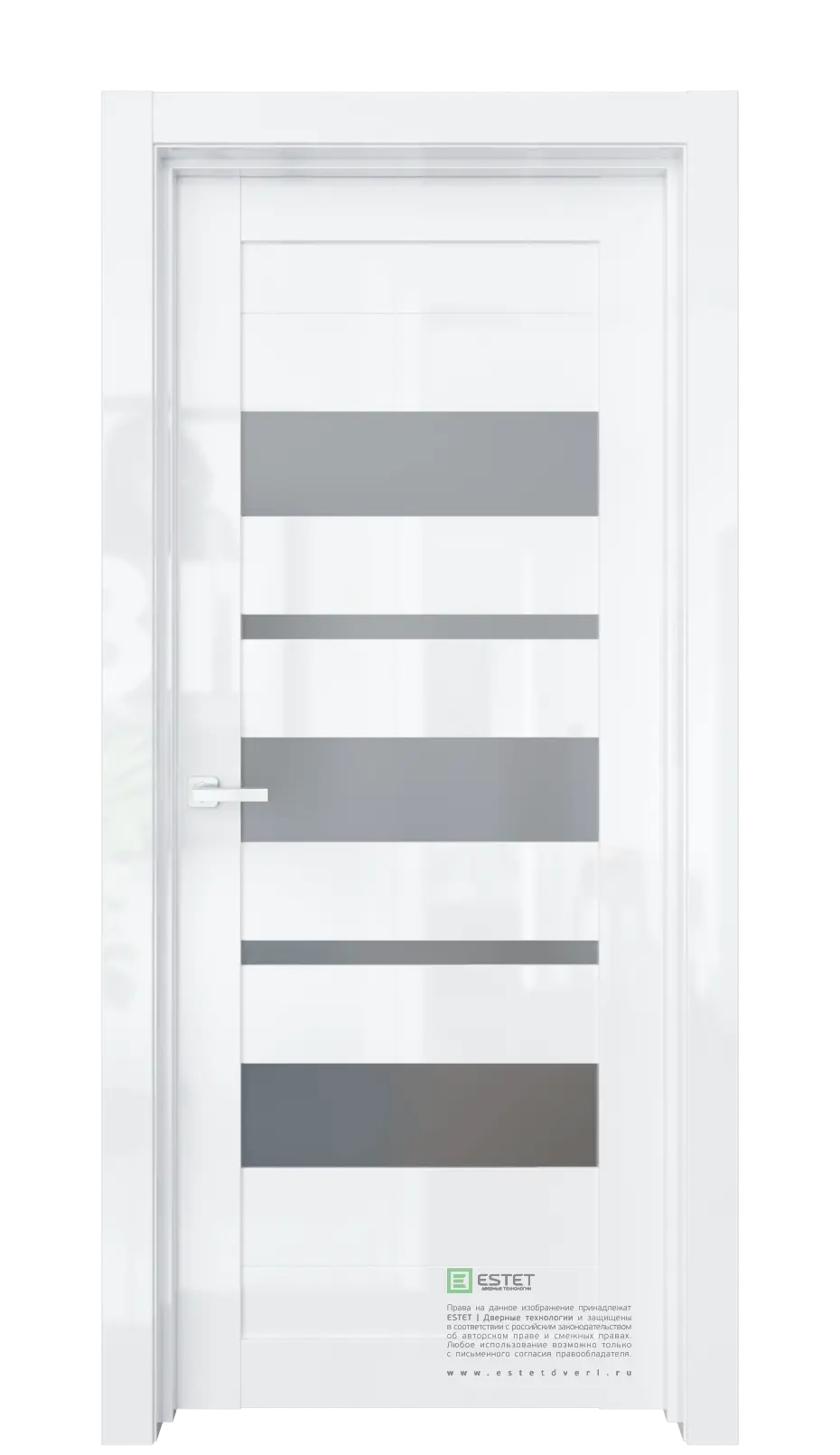 Межкомнатная дверь Роял-R19 Белый глянец Белый Сатинат графит