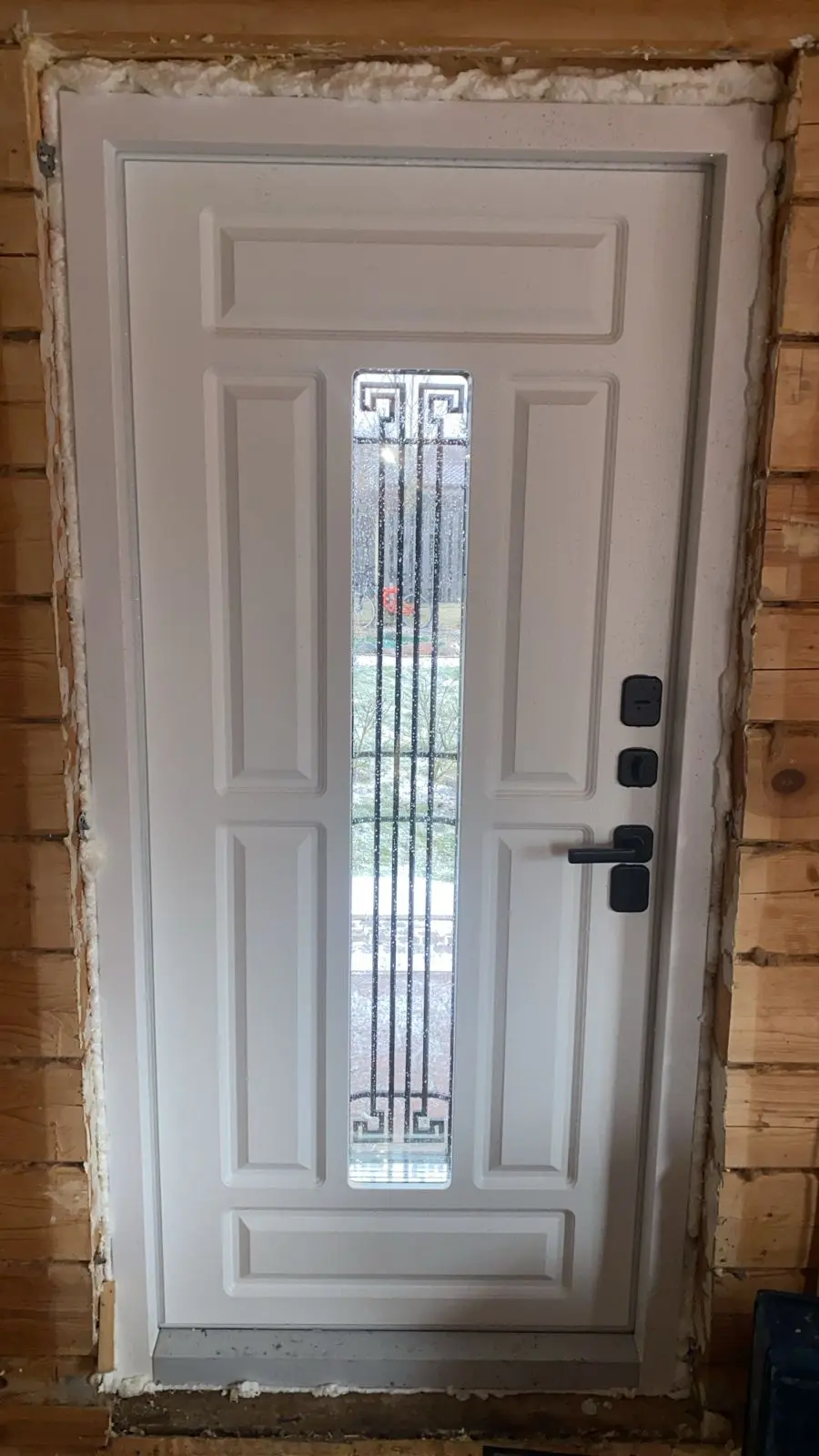 Входная дверь с терморазрывом и стеклом Райтвер Сириус Термо RAL 8017