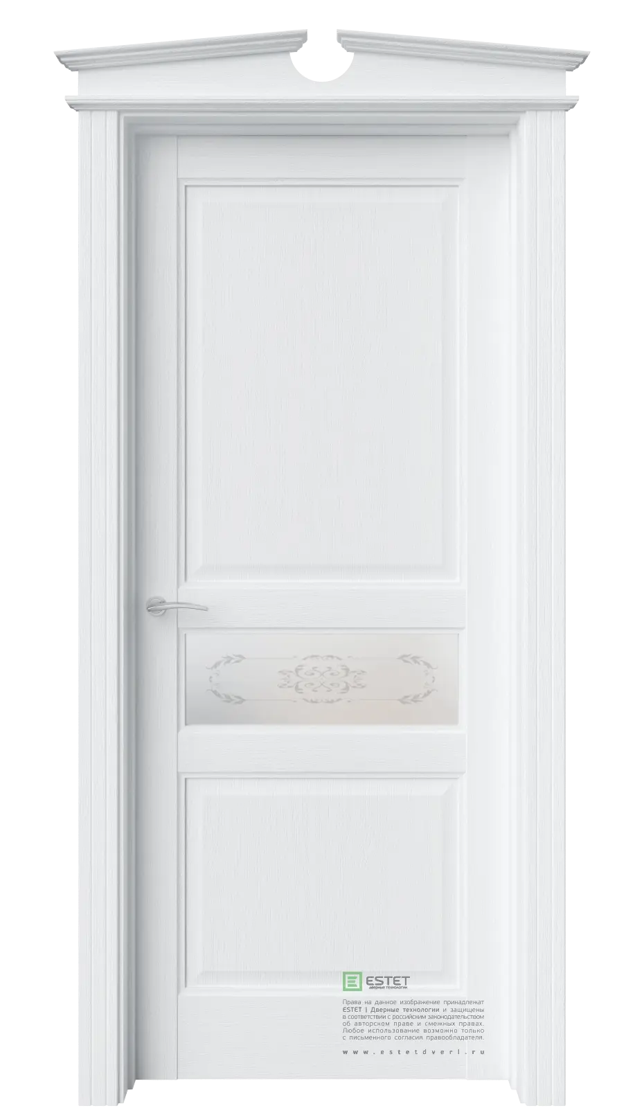 Межкомнатная дверь Соната-7 Полярный ст.1 Белый с текстурой Сатинат белое пескоструй