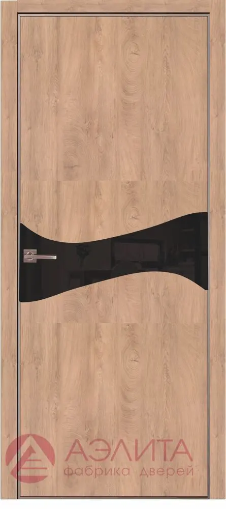 Межкомнатная дверь Альфа 26 Дуб светлый LACOBEL Черный лак