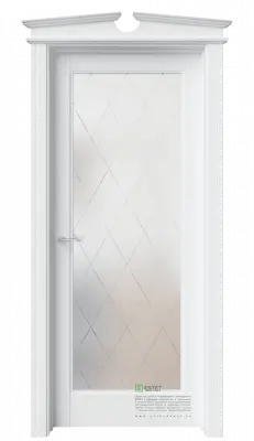 Межкомнатная дверь Соната-2 Полярный Белый с текстурой Сатинат белое гравировка