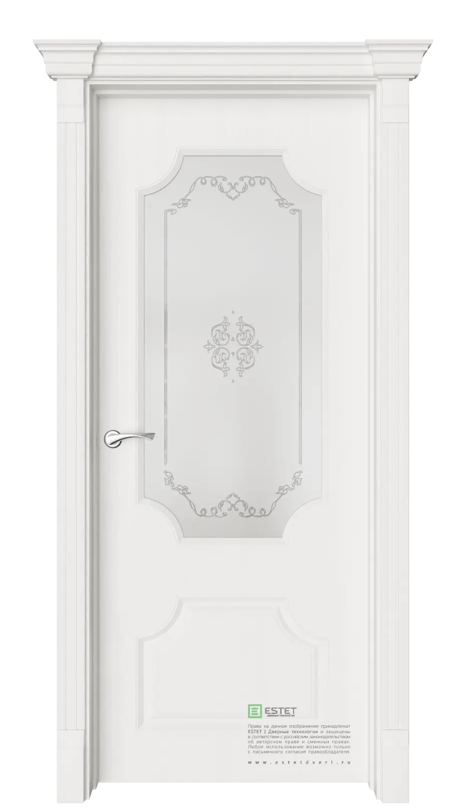 Межкомнатная дверь Руан-2 Белое дерево Белый с текстурой Сатинат белое витраж прозрачный