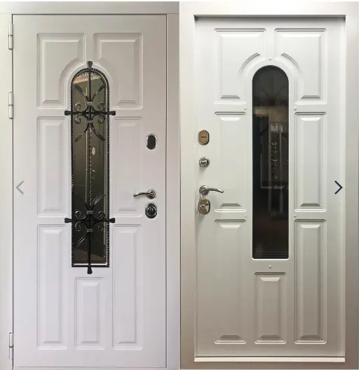 Входная уличная дверь со стеклом ДК Лион Белый