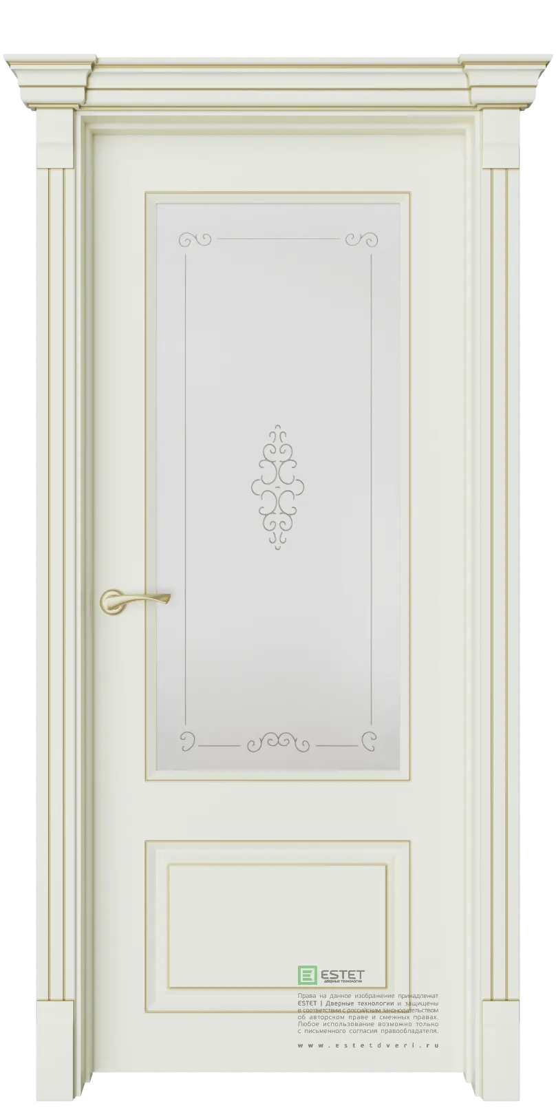 Межкомнатная дверь Эвиза-2 вензель Ваниль Слоновая кость