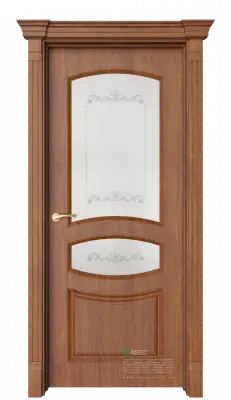 Межкомнатная дверь Адель-4 Золотой дуб Коричневый Сатинат белое витраж прозрачный