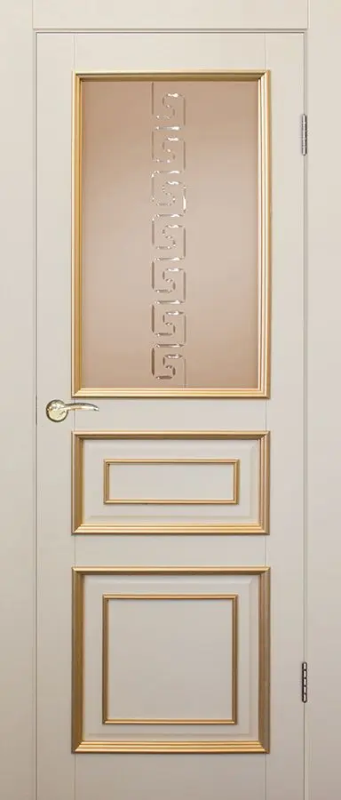 Межкомнатная дверь Джулия 3 ДГОБ ВО 2.6 эмаль слоновая кость+патина