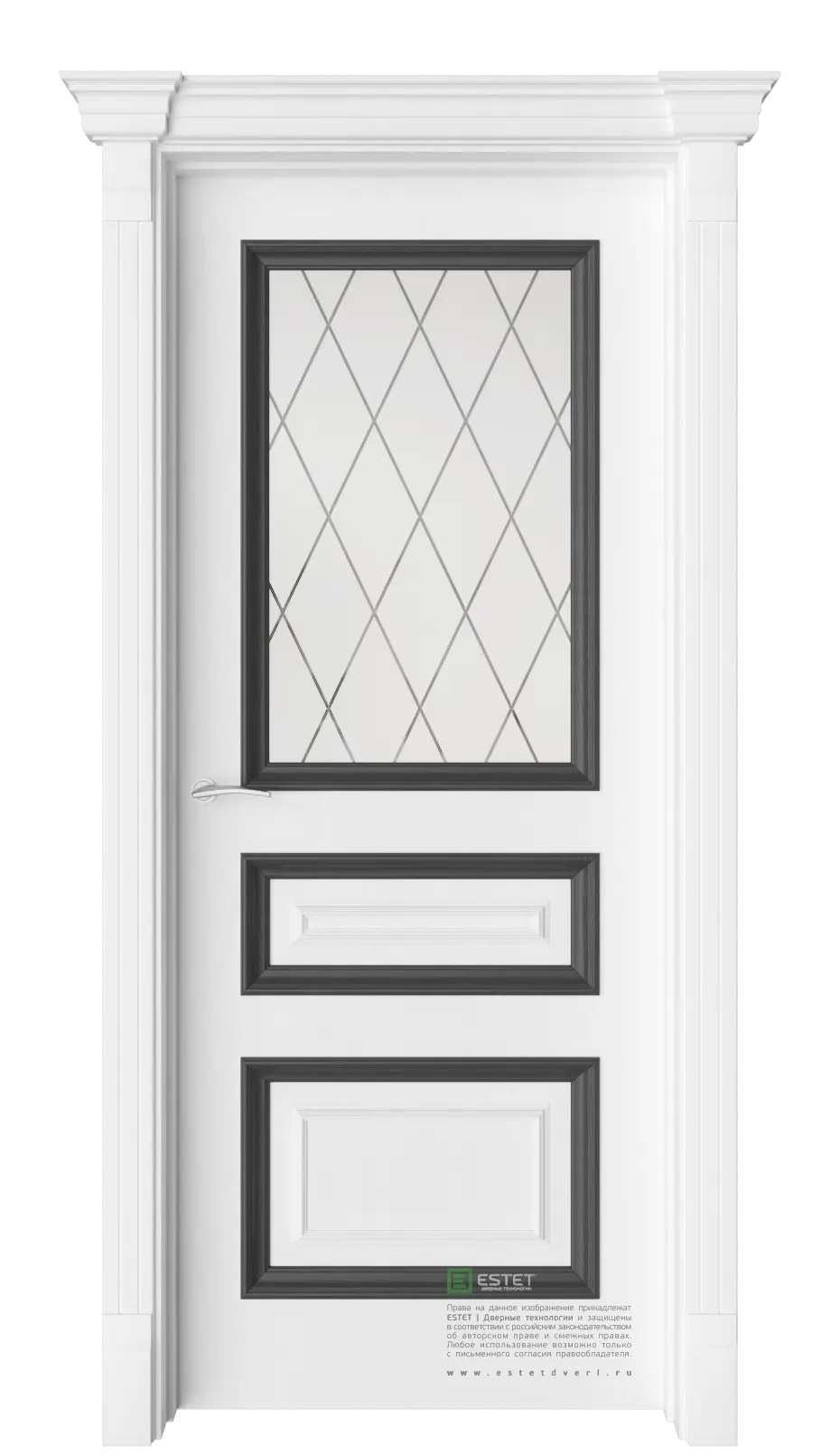 Межкомнатная дверь GE7M Elegant Ясень Винтер Белый с текстурой Сатинат белое гравировка