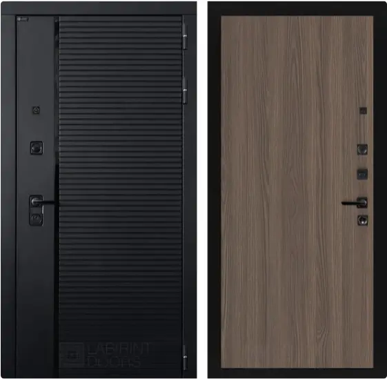 Входная дверь с шумоизоляцией Лабиринт Пиано панель 05 ясень темный