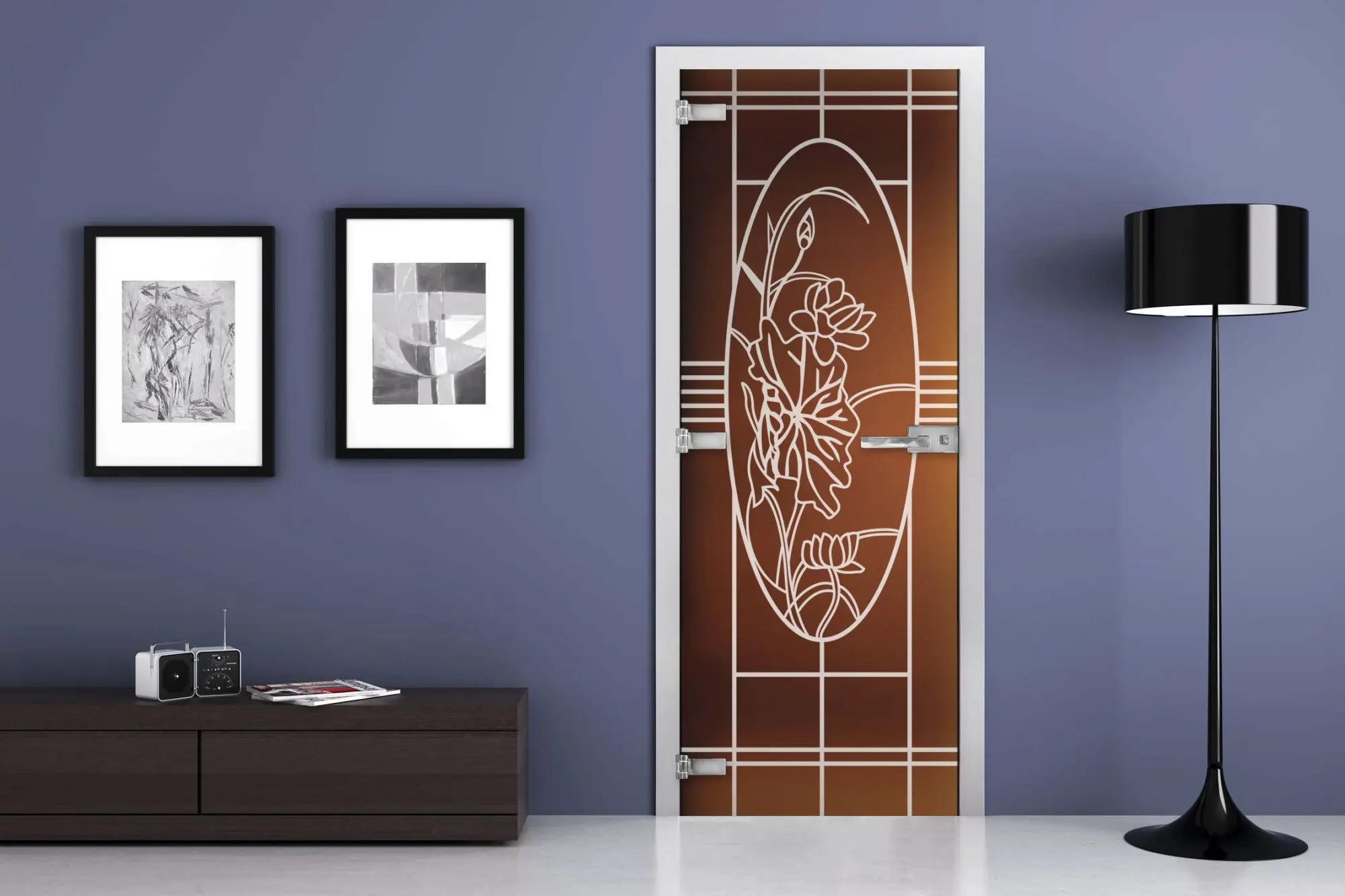 Дверь стеклянная MG-07 Матовая бронза