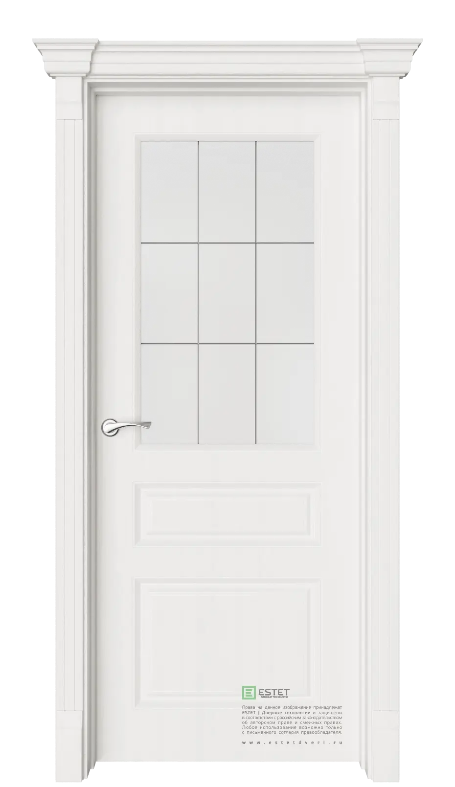 Межкомнатная дверь Мирбо-3 Корсика Ваниль Слоновая кость Сатинат белое гравировка