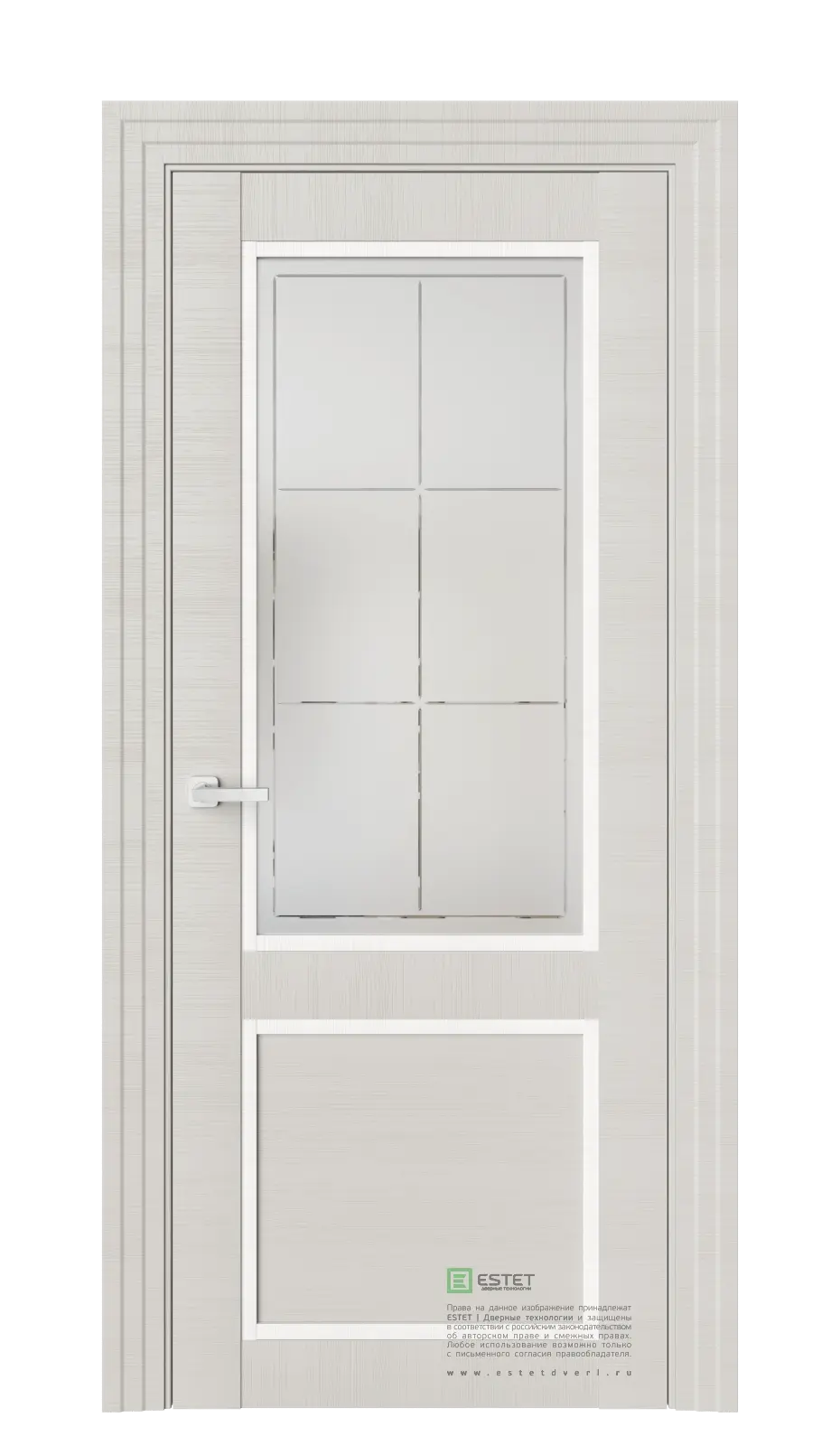 Межкомнатная дверь J4 Custard Светло-серый Сатинат белый