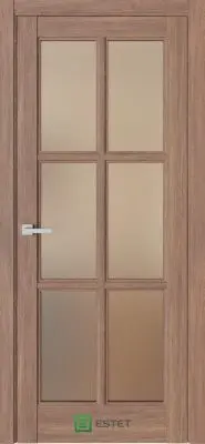 Межкомнатная дверь Соната-12 Шебби Коричневый Бронза сатинат