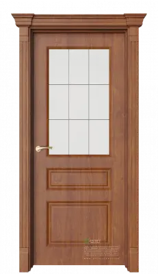 Межкомнатная дверь Мирбо-3 Корсика Золотой дуб Коричневый Сатинат белое гравировка