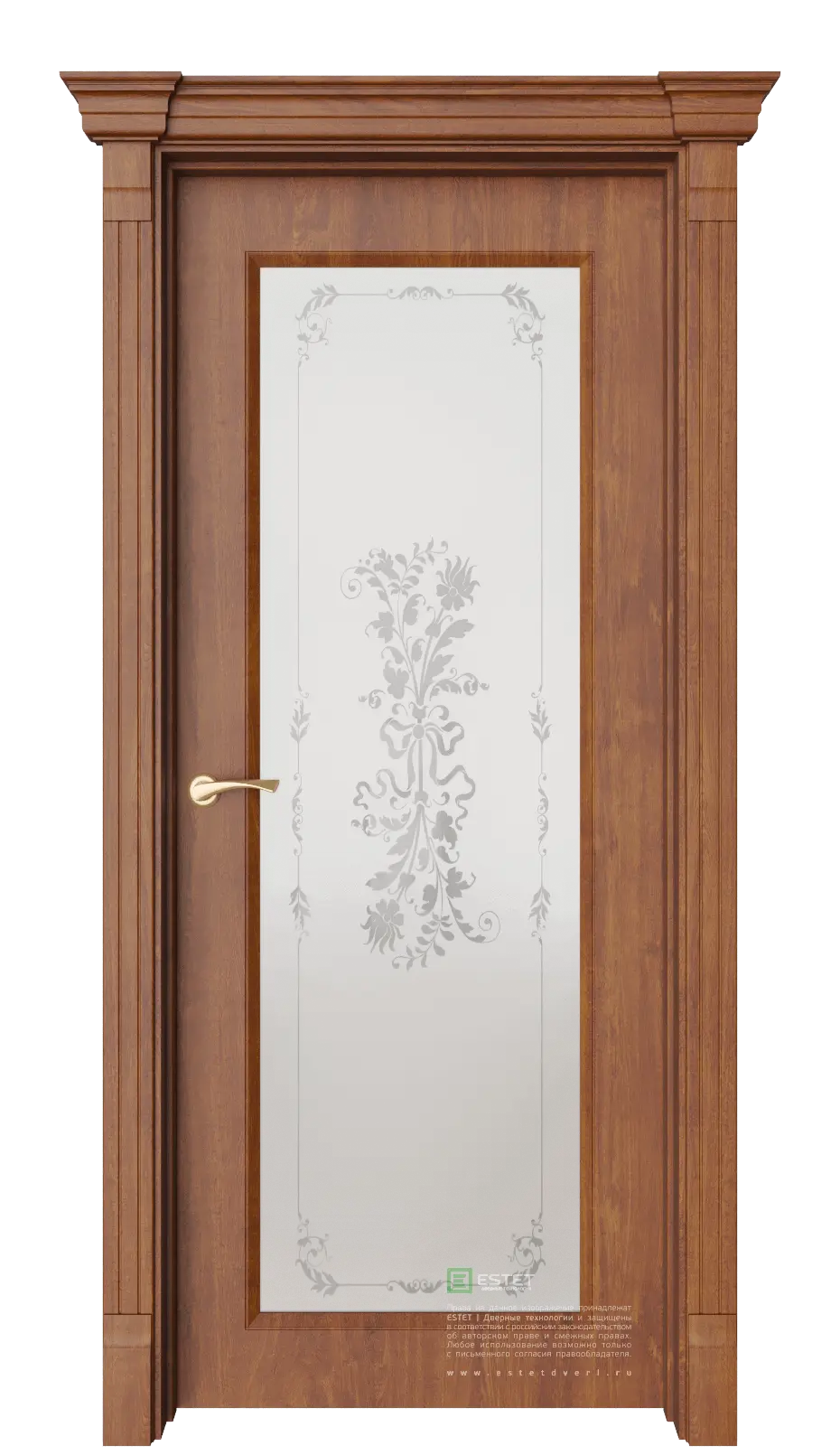 Межкомнатная дверь Монторо-2 Фрезия Золотой дуб Коричневый Сатинат белое пескоструй