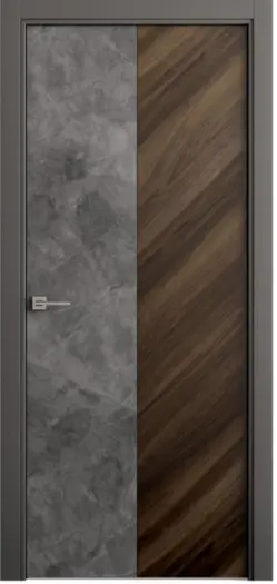 Межкомнатная дверь Каррара-3 (елка) серый камень/амер. орех Серый