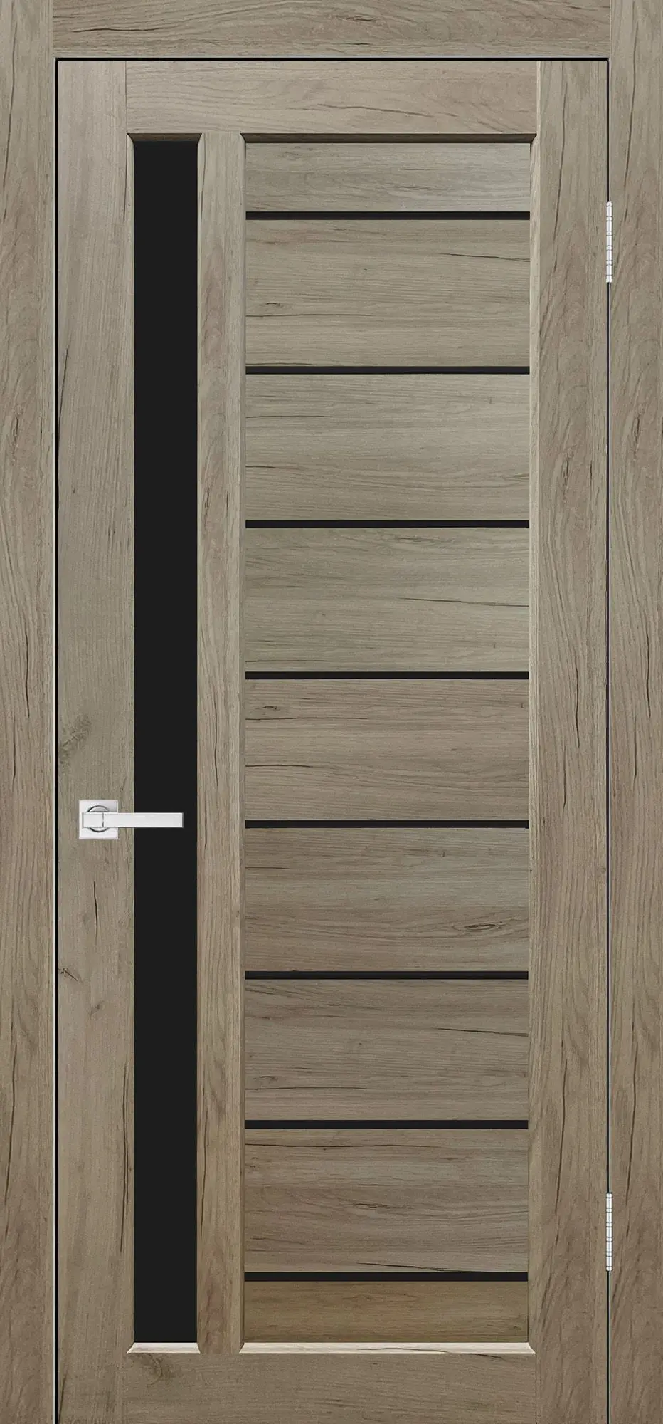 Межкомнатная дверь YD Евро 45 Дуб крафт серый Бежево-серый Лакобель черный