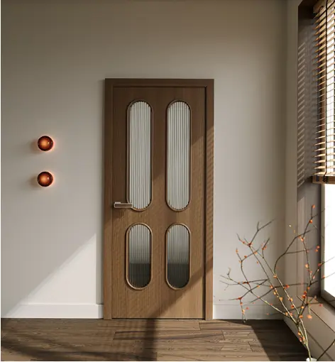 Межкомнатная дверь D-Ola Метро М-1 шпон Коричневый Рифленое