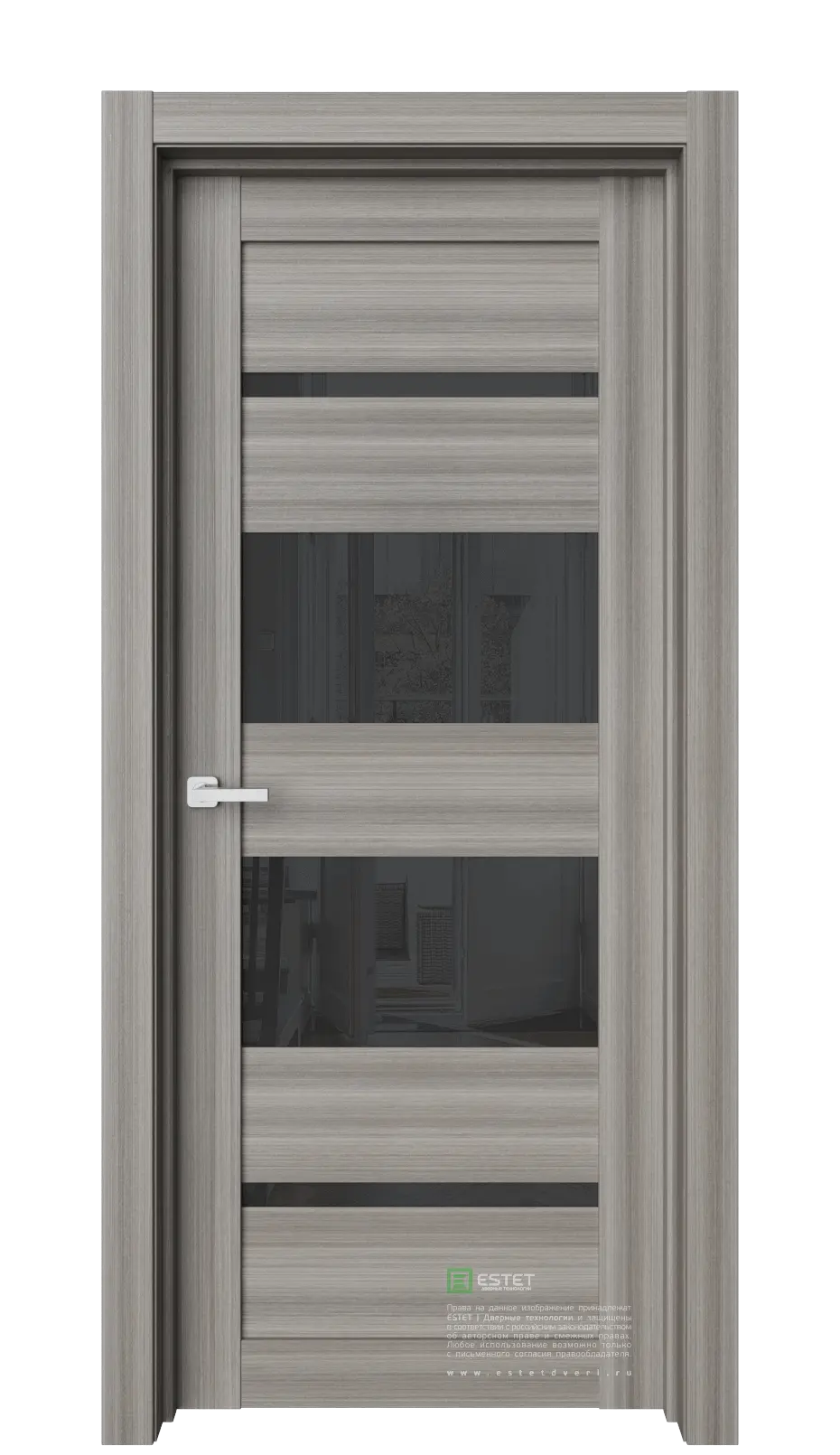 Межкомнатная дверь Роял-R42 Керамик Серый Лакобель черный