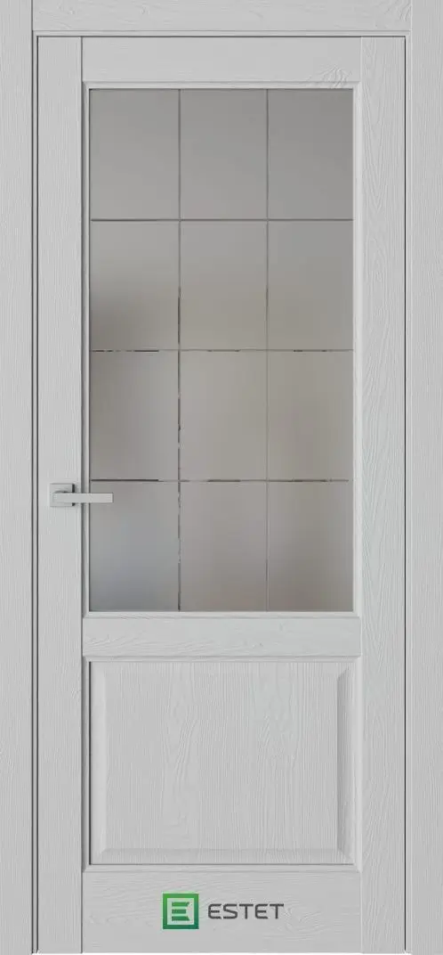 Межкомнатная дверь Соната-4 Ясень грау Графит ст 1 Светло-серый Сатинат графит