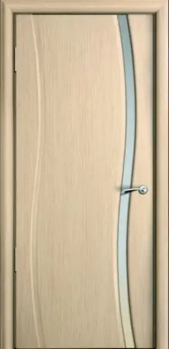 Межкомнатная дверь Волна 1 ПО (белое), шпон: Беленый дуб