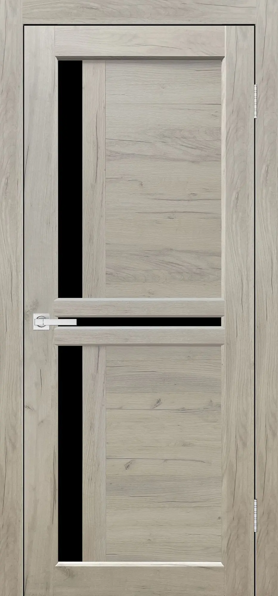 Межкомнатная дверь YD Евро 19 Дуб крафт белый Бежевый Лакобель черный