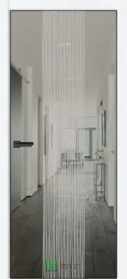 Межкомнатная дверь Урбан US-4S Айс rain Белый Зеркало графитовое