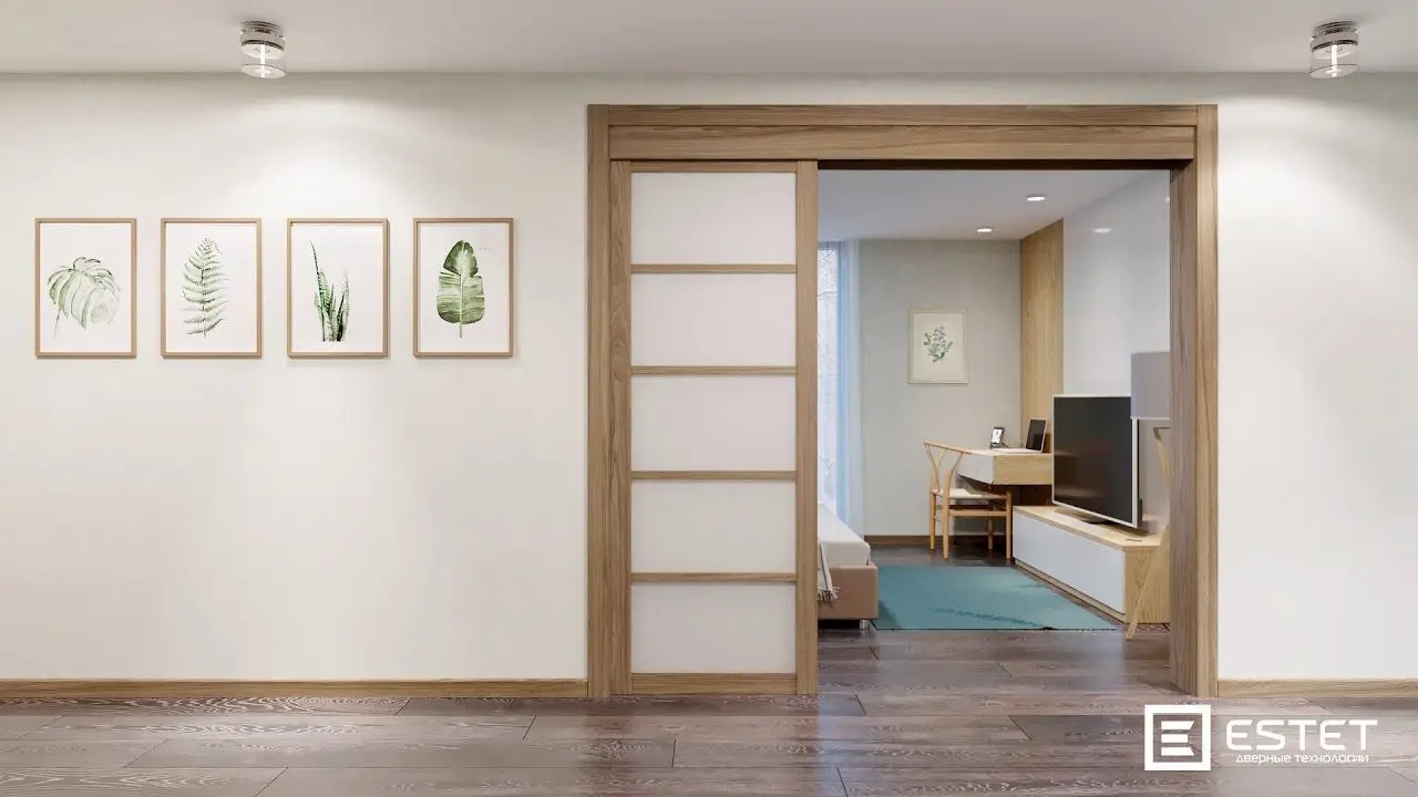 Дверная перегородка каскадная из 3-х створок