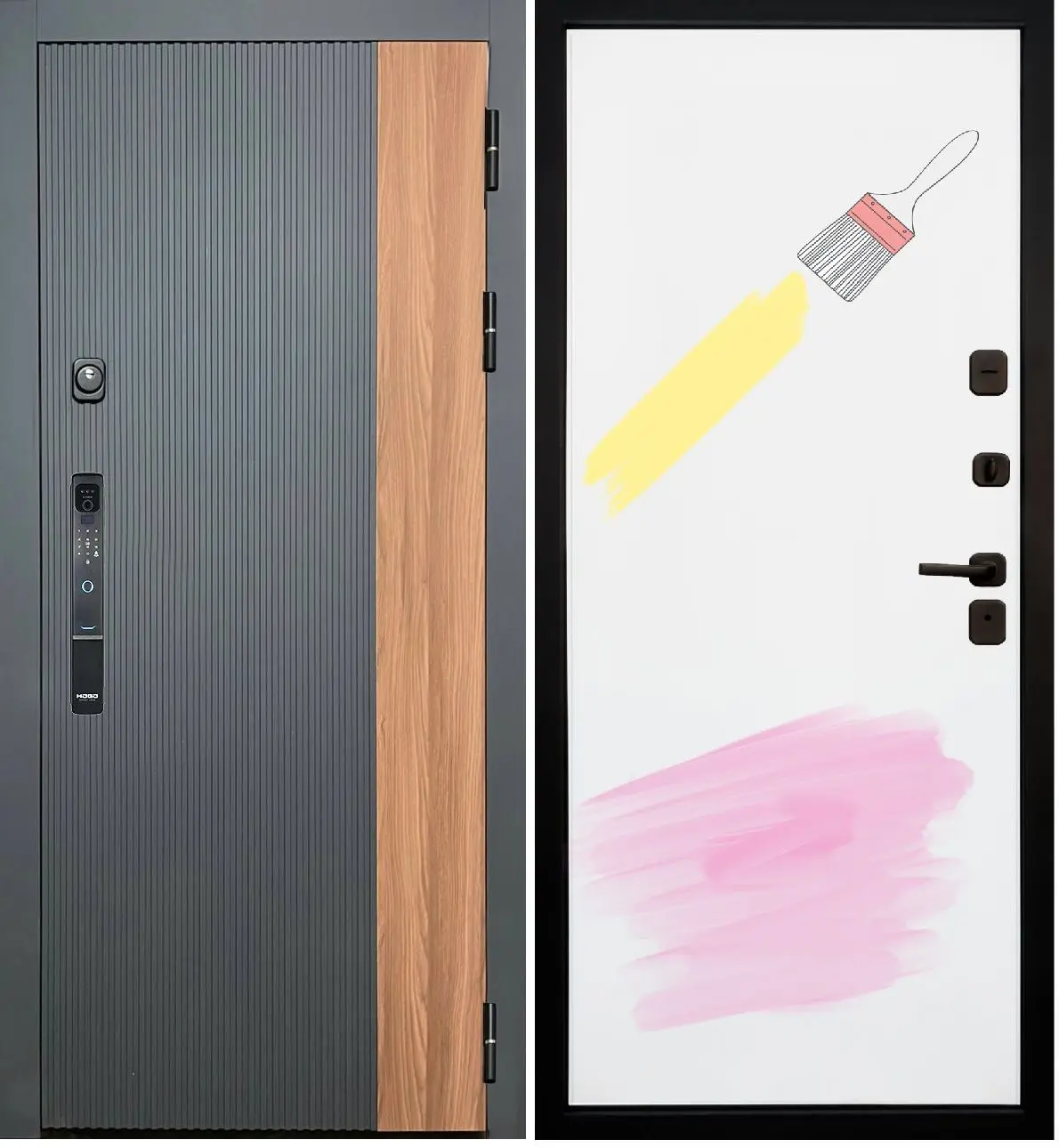 Входная дверь с электронным замком SRT Карма 1.4 Смарт дуб