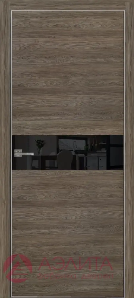 Межкомнатная дверь Альфа 9 Коричневый LACOBEL Черный лак