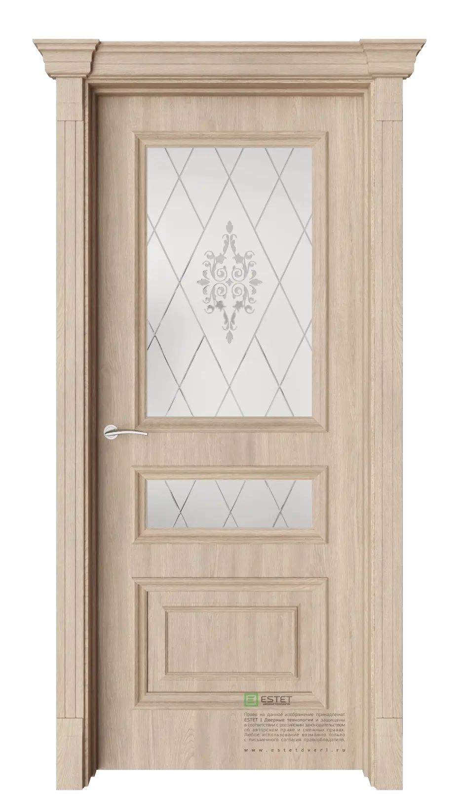 Межкомнатная дверь GE6M Брандо Дуб Сатинат белое витраж прозрачный