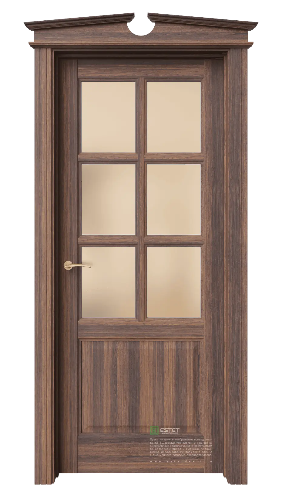 Межкомнатная дверь Соната-14 Дуб торонто Темно-коричневый Сатинат бронзовый