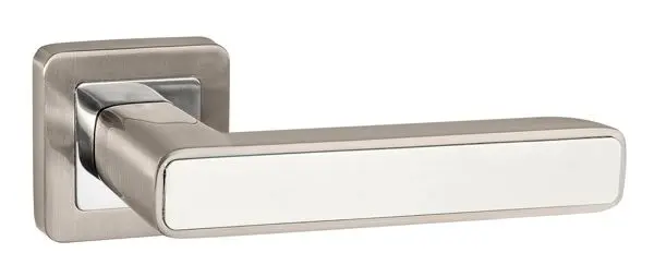 Дверная ручка раздельная PUNTO MARS QR SN/WH-19 матовый никель/белый