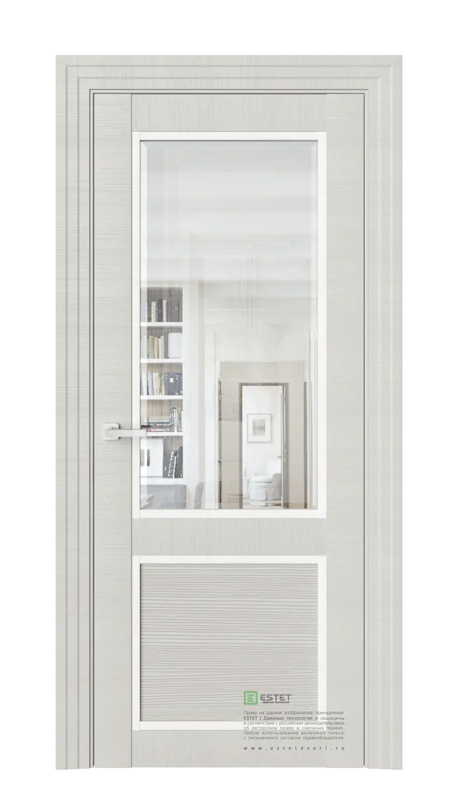 Межкомнатная дверь J4D Custard Светло-серый Фацет прозрачный