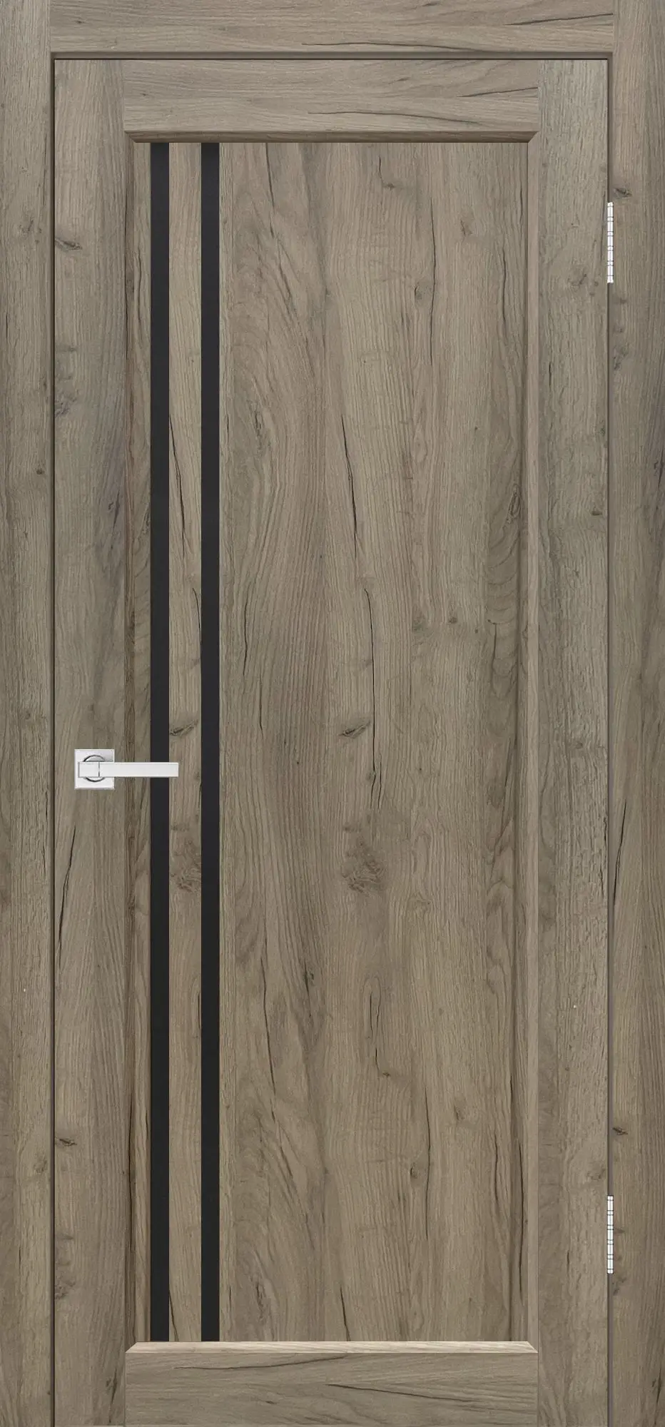 Межкомнатная дверь YD Евро 11 дуб крафт серый Серый LACOBEL Черный лак