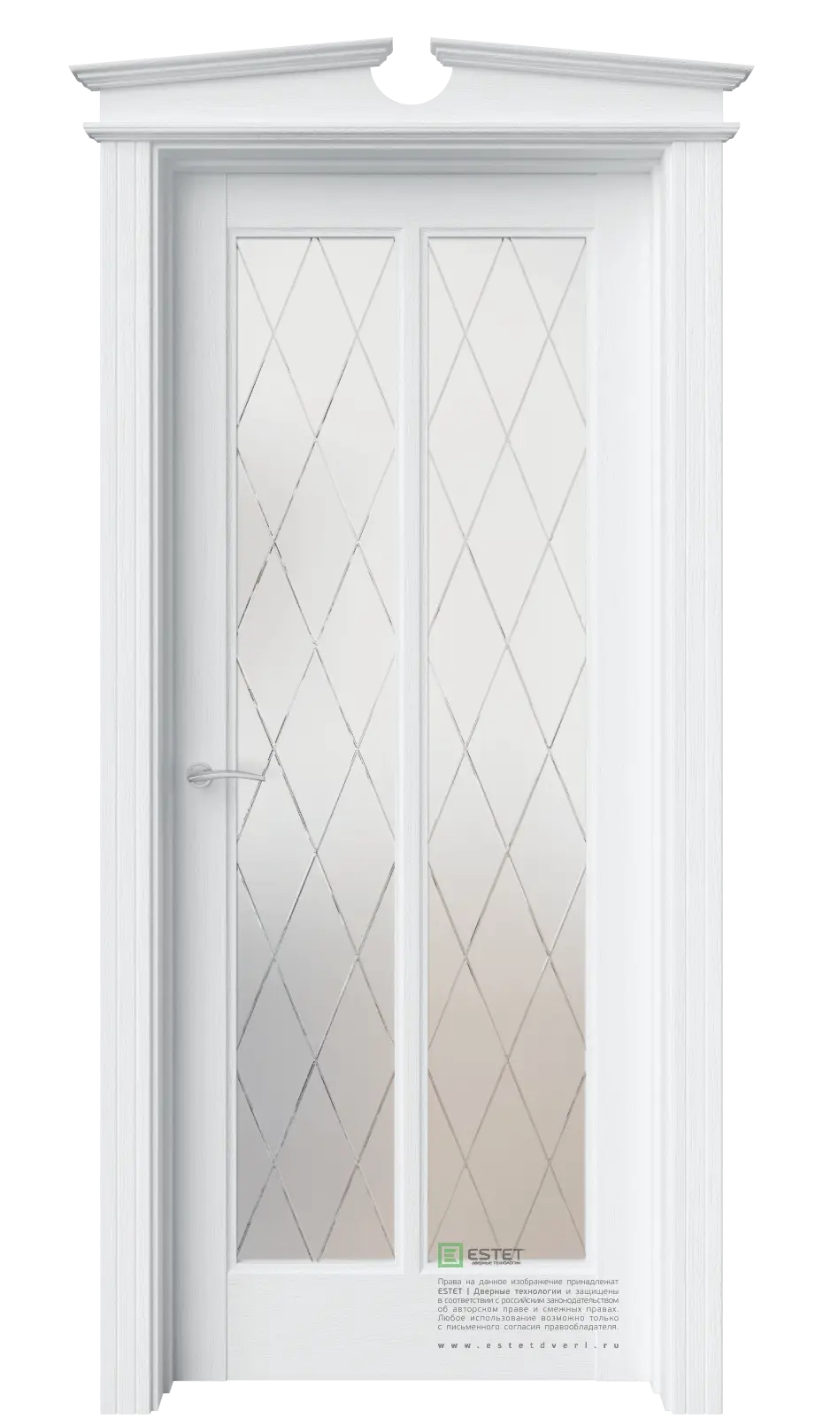 Межкомнатная дверь Соната-18 Полярный ст.2 Белый с текстурой Сатинат белое гравировка